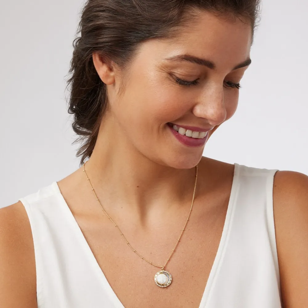 Celestial Symbols Carved Mother-of-Pearl Pendant Necklace*The Met Store Online
