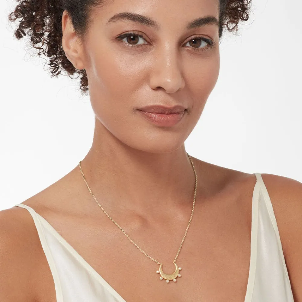 Hammered Crescent Pearl Pendant Necklace*The Met Store Store