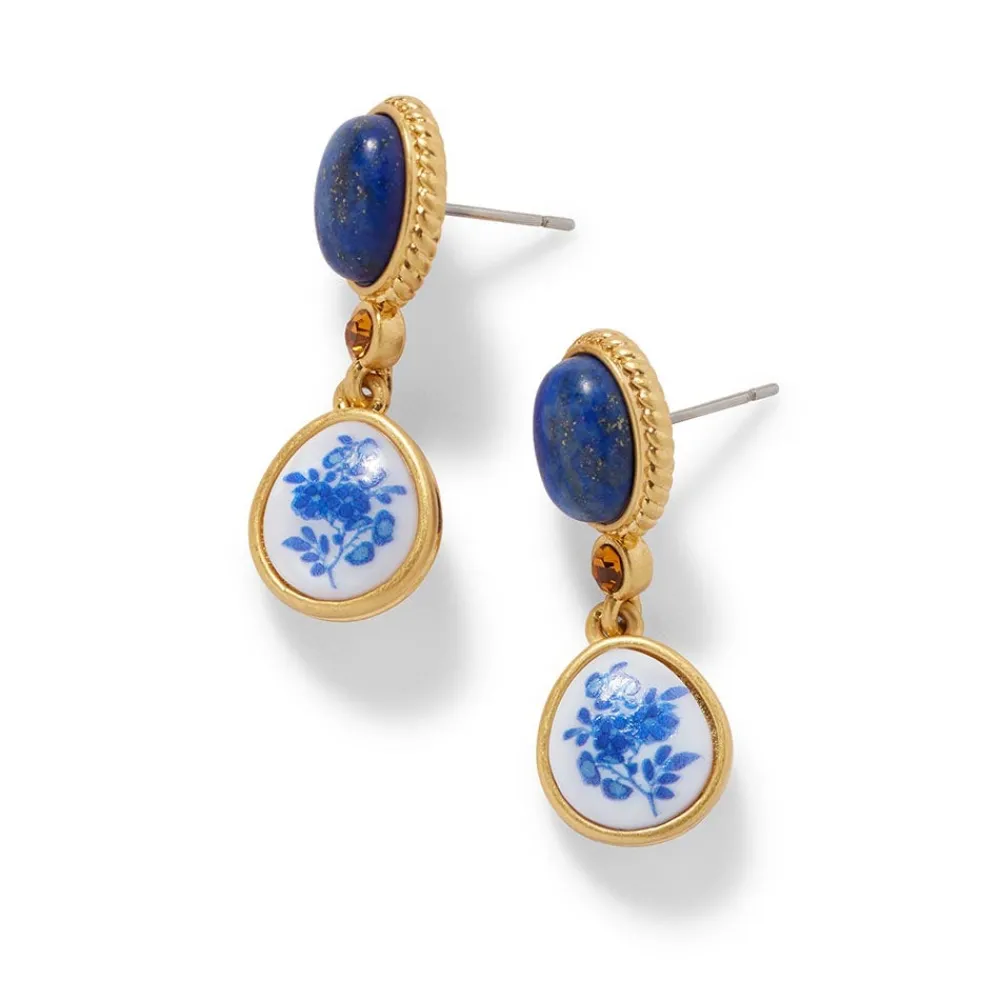 Qing Bottle Lariat Necklace and Floral Drop Earrings Set*The Met Store Cheap