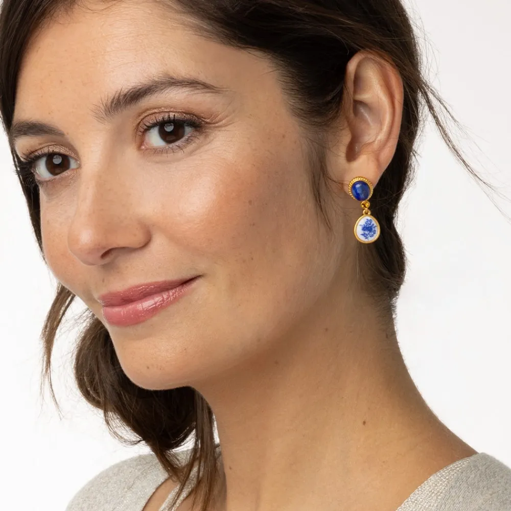Qing Bottle Lariat Necklace and Floral Drop Earrings Set*The Met Store Cheap