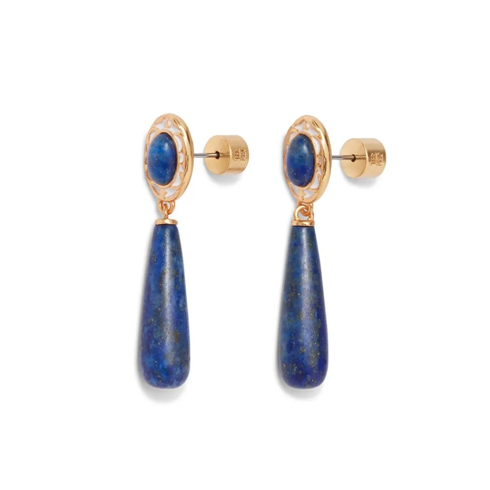 Spanish Baldric Lapis Braided Necklace and Elongated Drop Earrings Set*The Met Store Hot