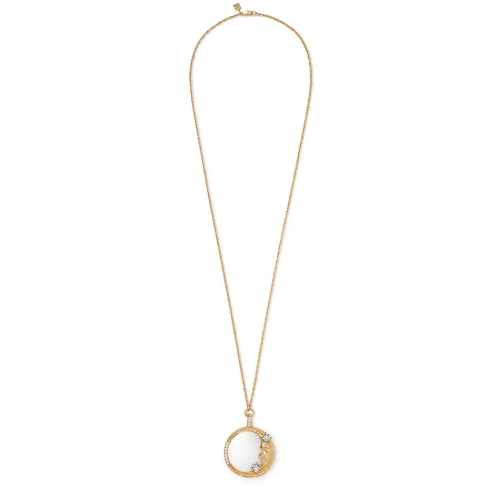 Spanish Day and Night Magnifier Pendant Necklace and Moon Drop Earrings Set*The Met Store Cheap
