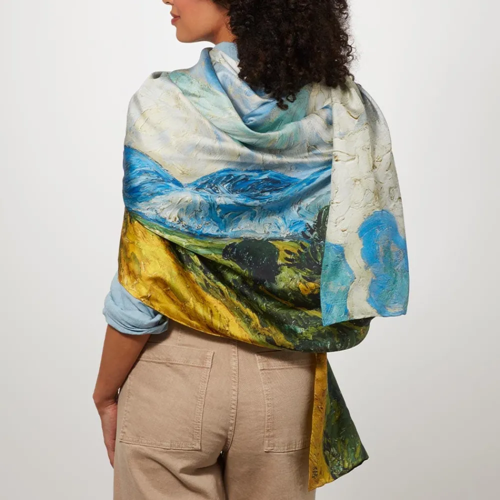 Van Gogh Wheat Field with Cypresses Oversize Oblong Silk Scarf*The Met Store Online