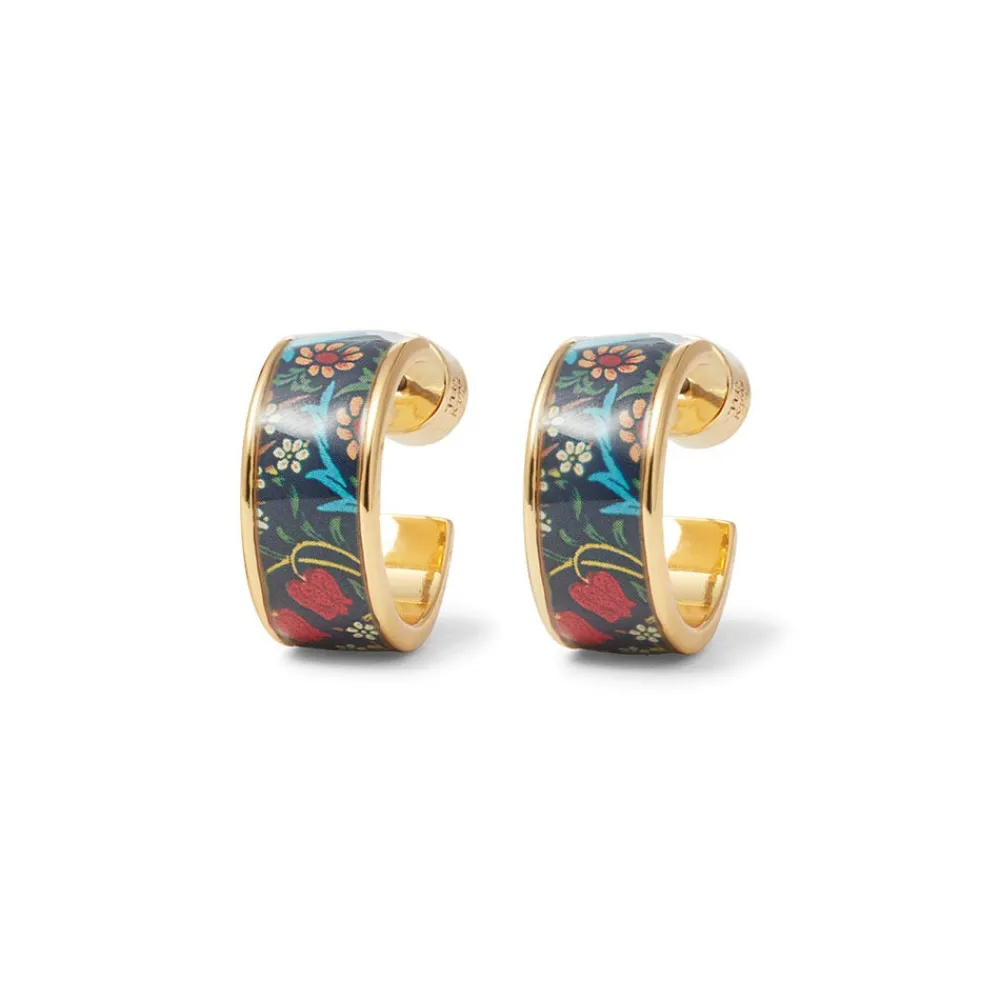 William Morris Blackthorn Enamel Hoop Earrings*The Met Store Outlet